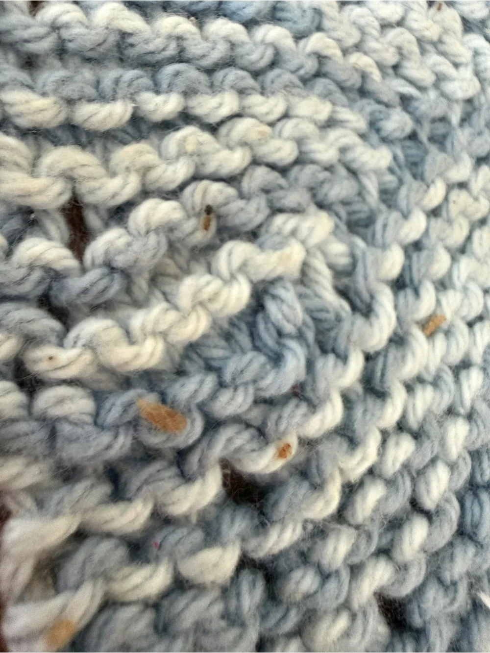 Light Blue Hand-Knit Cotton Wash Cloth - Home Bath vintage